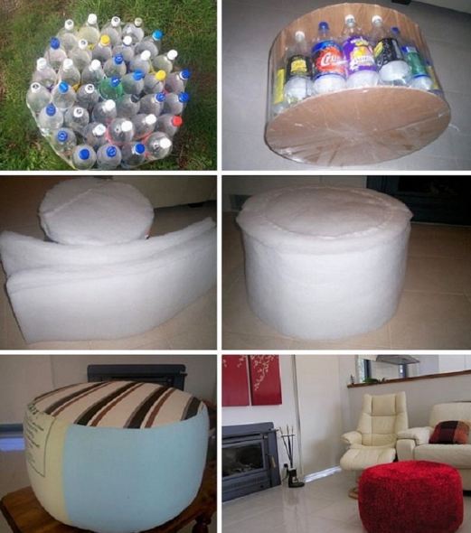 Cách làm ghế ngồi phòng khách từ chai nhựa đơn giản